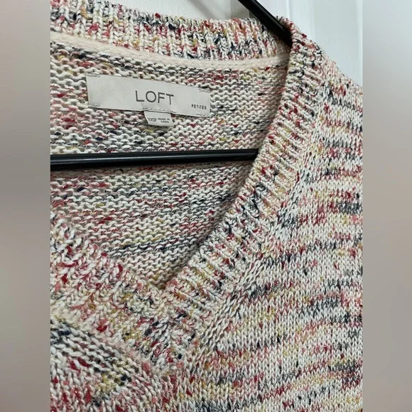 Ann Taylor Loft Sweater Women's XXSP. Petite Sweater. Multicolor w/gold metallic - Picture 4 of 5